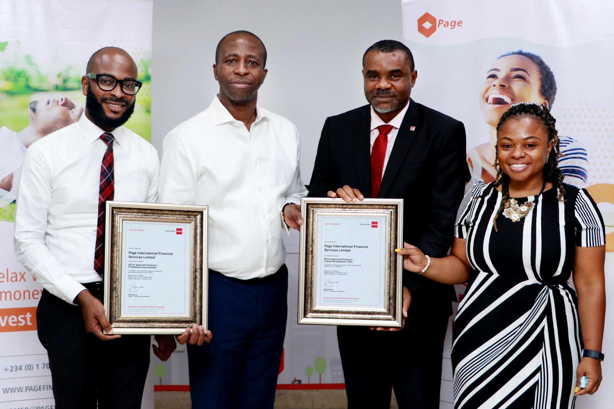 Official certificate presentation as ACCA Approved Employer (Professional Development and Trainee Development, Gold)